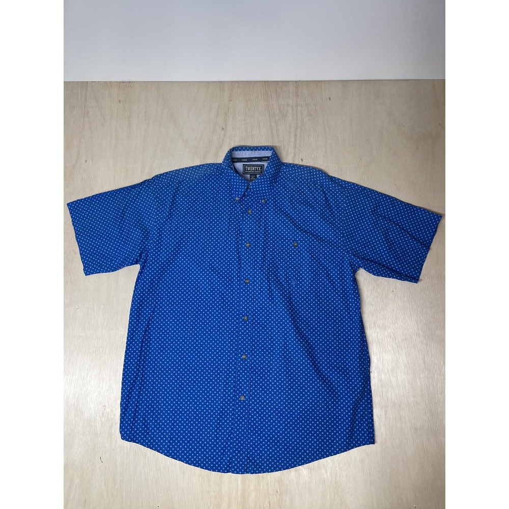 Wrangler Twenty X Mens Button Down Western Wear Shirt XL Long Sleeve Blue‎